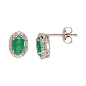 Oval Emerald & Diamond Cluster studs